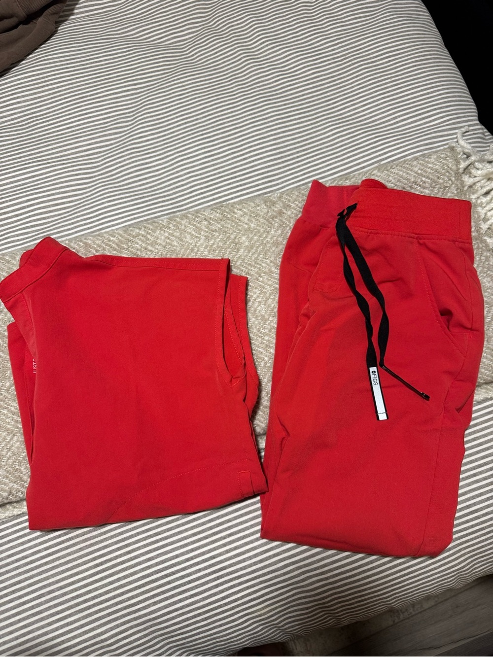 Figs Red Jogger Sweatpants with Black Drawstring